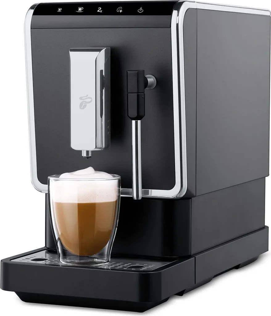 Tchibo Esperto Latte fully automatic coffee machine with milk frothing function for Caffè Crema, Espresso and milk specialties, Anthracite - INCLUDES FREE coffee tasting set 9.54 kg