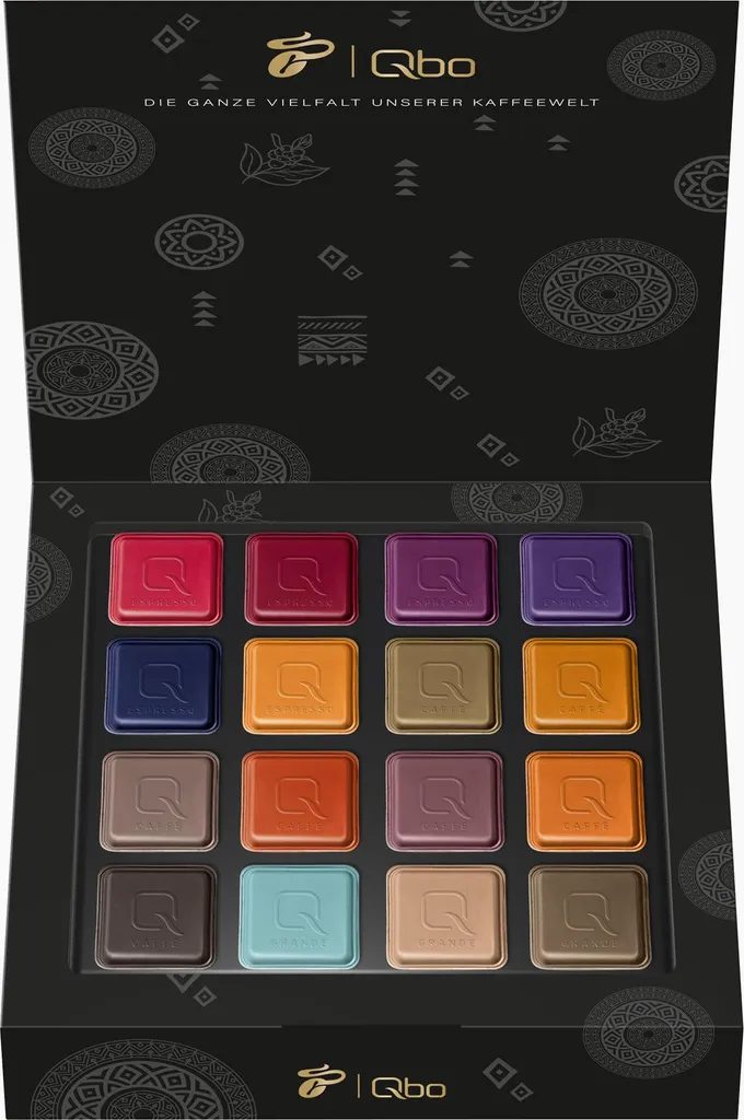 Tchibo Qbo Collection coffee capsules, capsule collection with 16 individual capsules, all Qbo coffee varieties, available as a sampler box or gift box, sustainably & fairly traded
