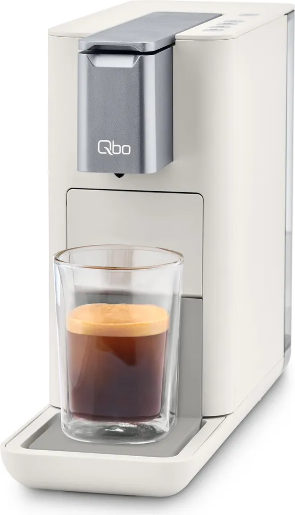 Tchibo Qbo ESSENTIAL Premium capsule machine for espresso, caffè and caffè grande, compact, innovative design, Bright Sand