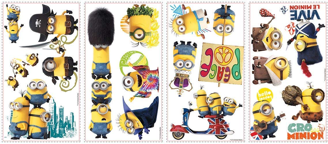RoomMates Minions The Movie Deluxe Peel And Stick Wall Decals, 16 Count