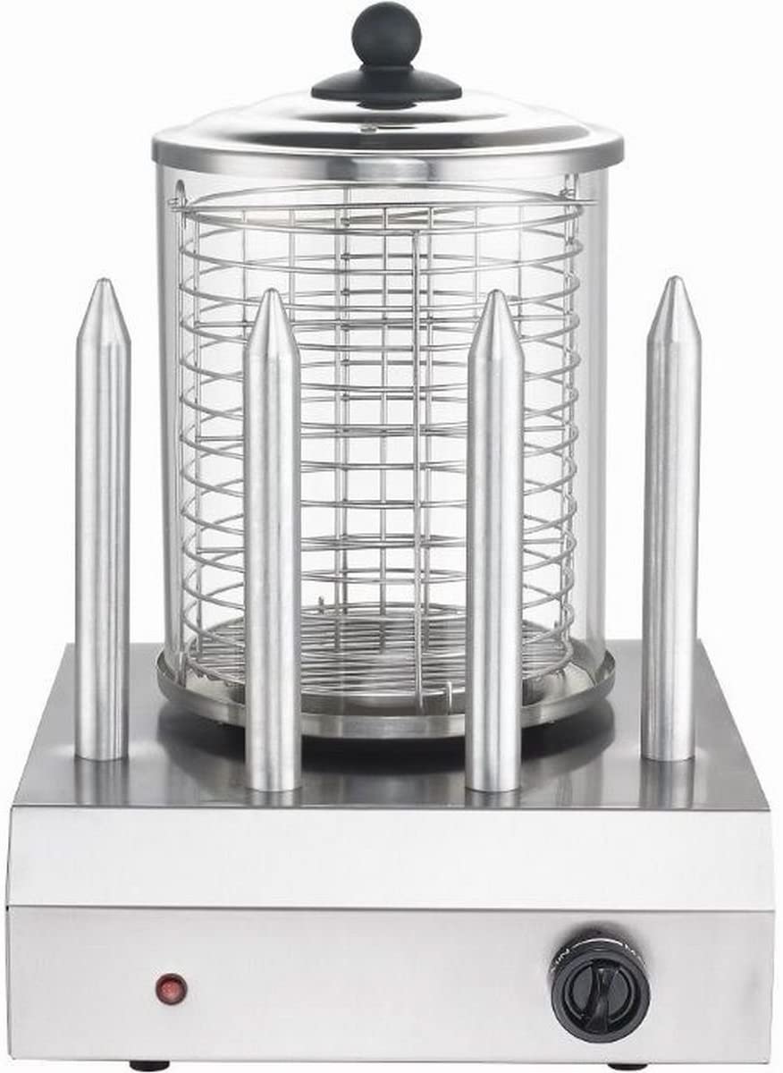 Syntrox Professional Food Hot Dog Maker Heater Four Skewers Bock Sausage Warmer Hot Dogs Sausage Cooker Stainless Steel