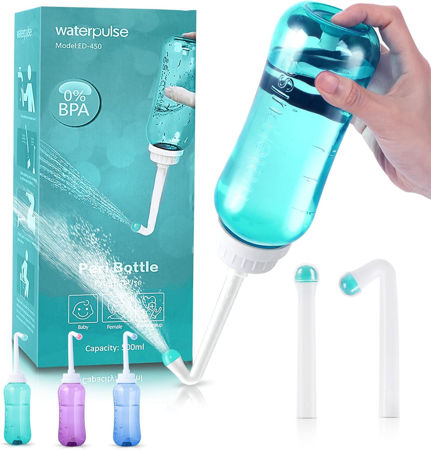 PropoDusche Portable Bidet Intimate Shower Puerto Bed Woman - Butt Shower, Butt Shower with Button, Butt Shower with Double Nozzle, Toilet, Waterproof 500 ml (Green)