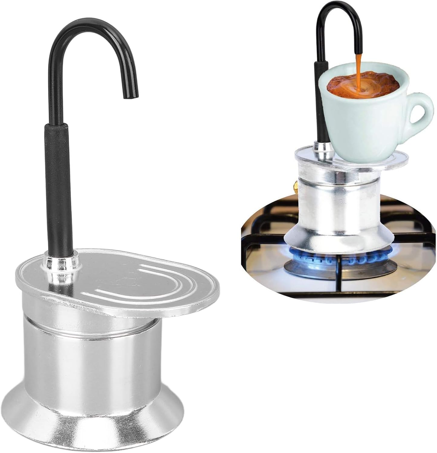 Mini Express Induction 50ml/1 Cup Italian Aluminium Coffee Maker Induction Coffee Machine Portable Espresso Percolator for Outdoor Camping