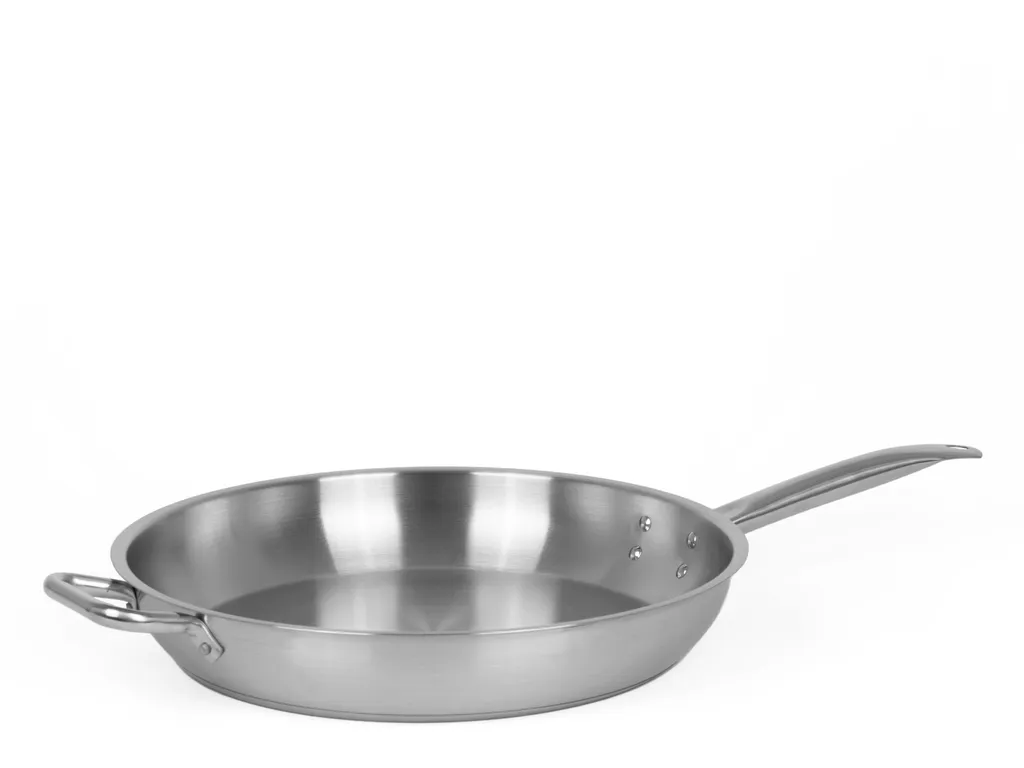 TECHNICA Stainless Steel Frying Pan ⌀36 cm 6.1 L | Large Uncoated Frying Pan | Heat-Resistant Handle