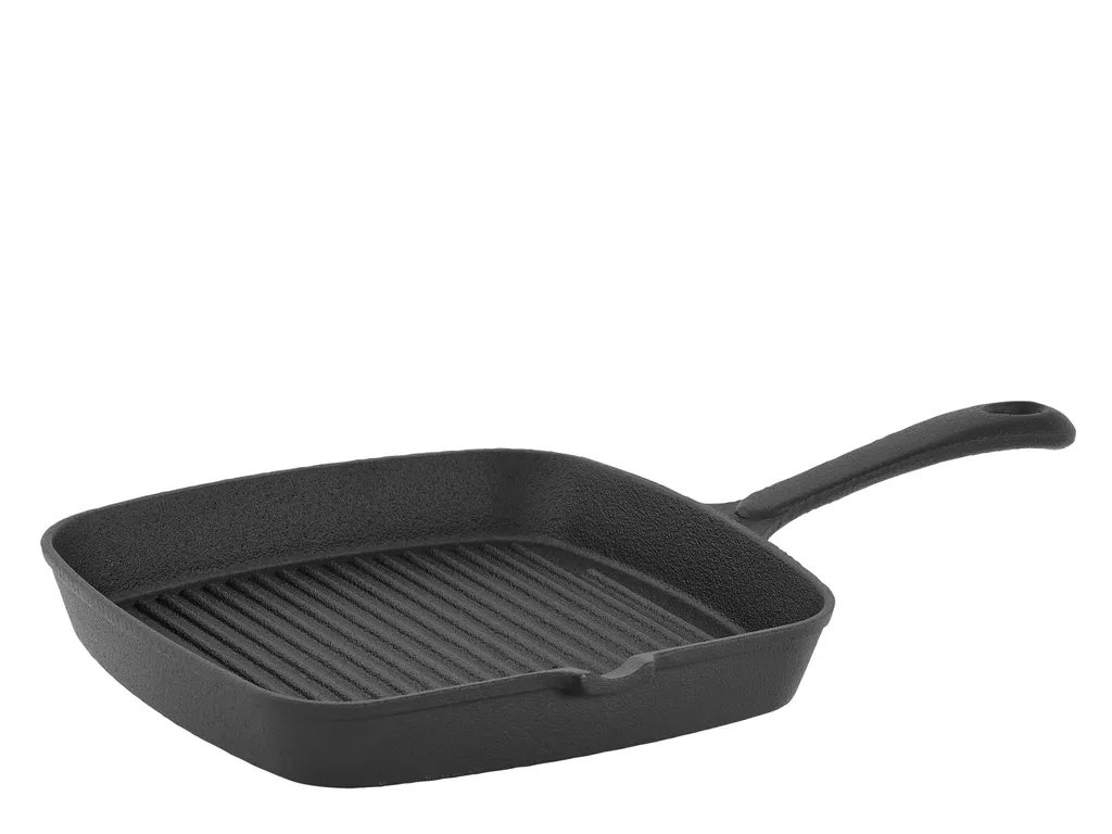 TECHNICA Cast Iron Grill Pan 220×220×35 mm | Square Grill Pan | Robust & Heat Resistant