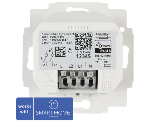 TechniSat series switch insert with repeater function suitable for Busch-Jaeger Duro 2000 - Compatible with SMART HOME by hornbach