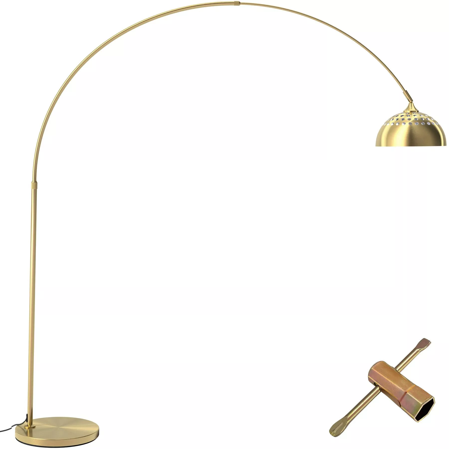 tectake Arcus arc lamp, height adjustable 187 - 206 cm, gold