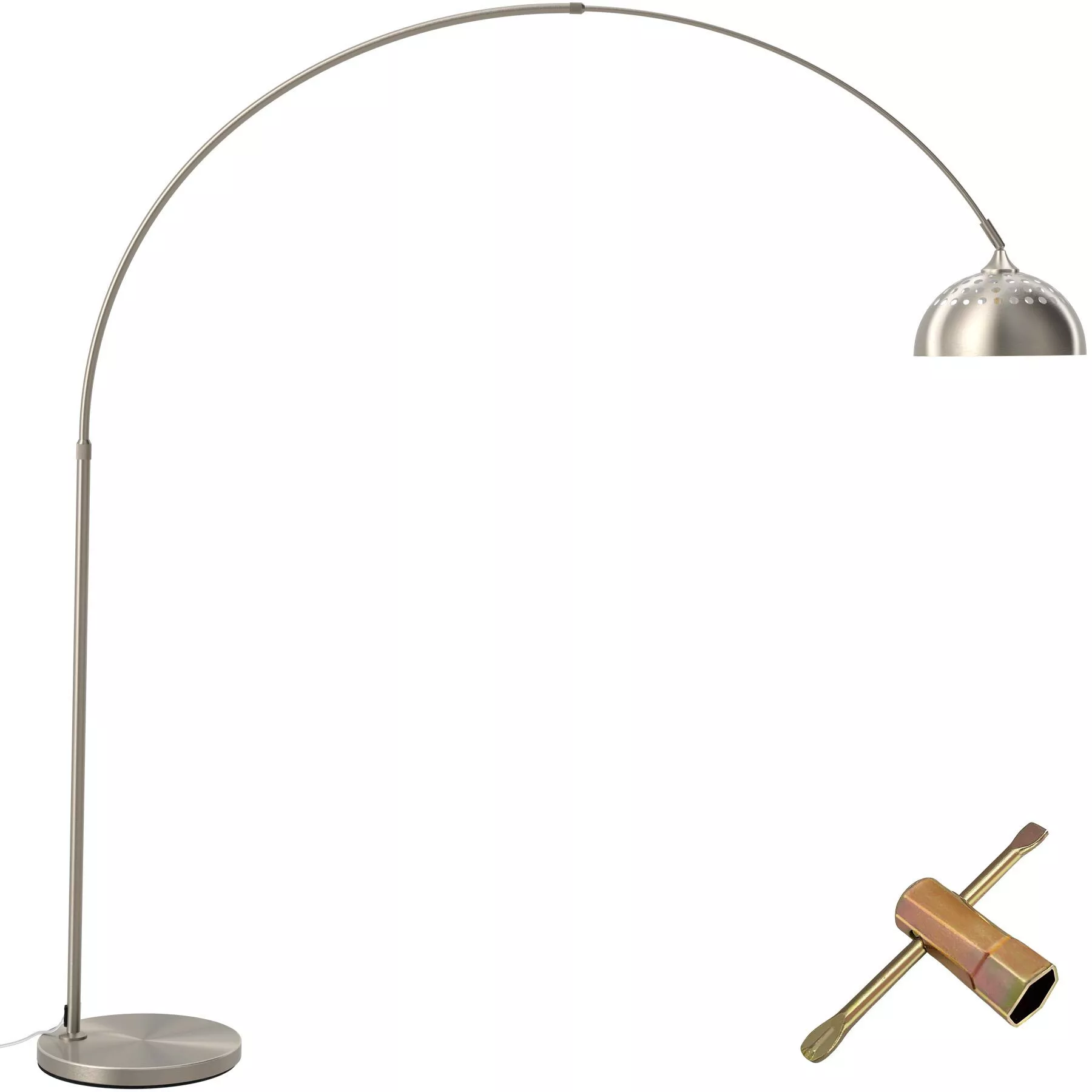 tectake ARCH LAMP Arcus, height adjustable 187 - 206 cm, matt nickel