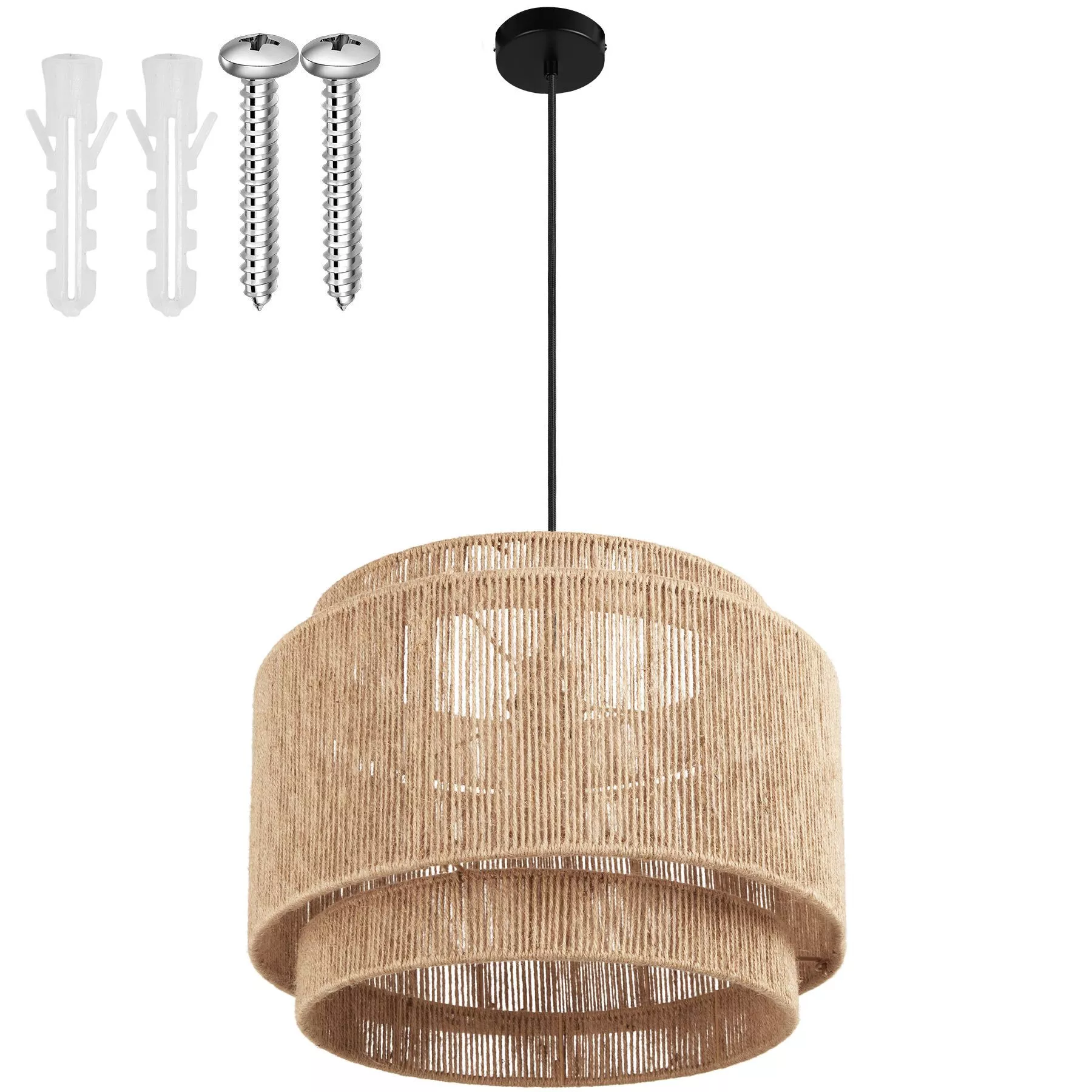 tectake HANGING LAMP Lignea Lux made of jute, 46 x 32 cm, natural