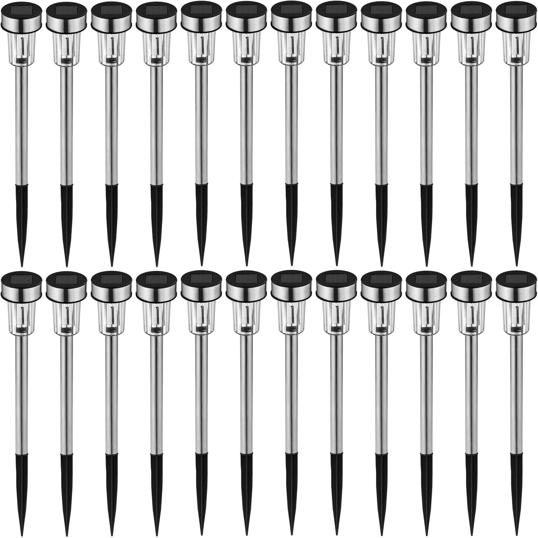 tectake LED SOLAR LAMPS set of 24, 4.7 x 37 cm, silver
