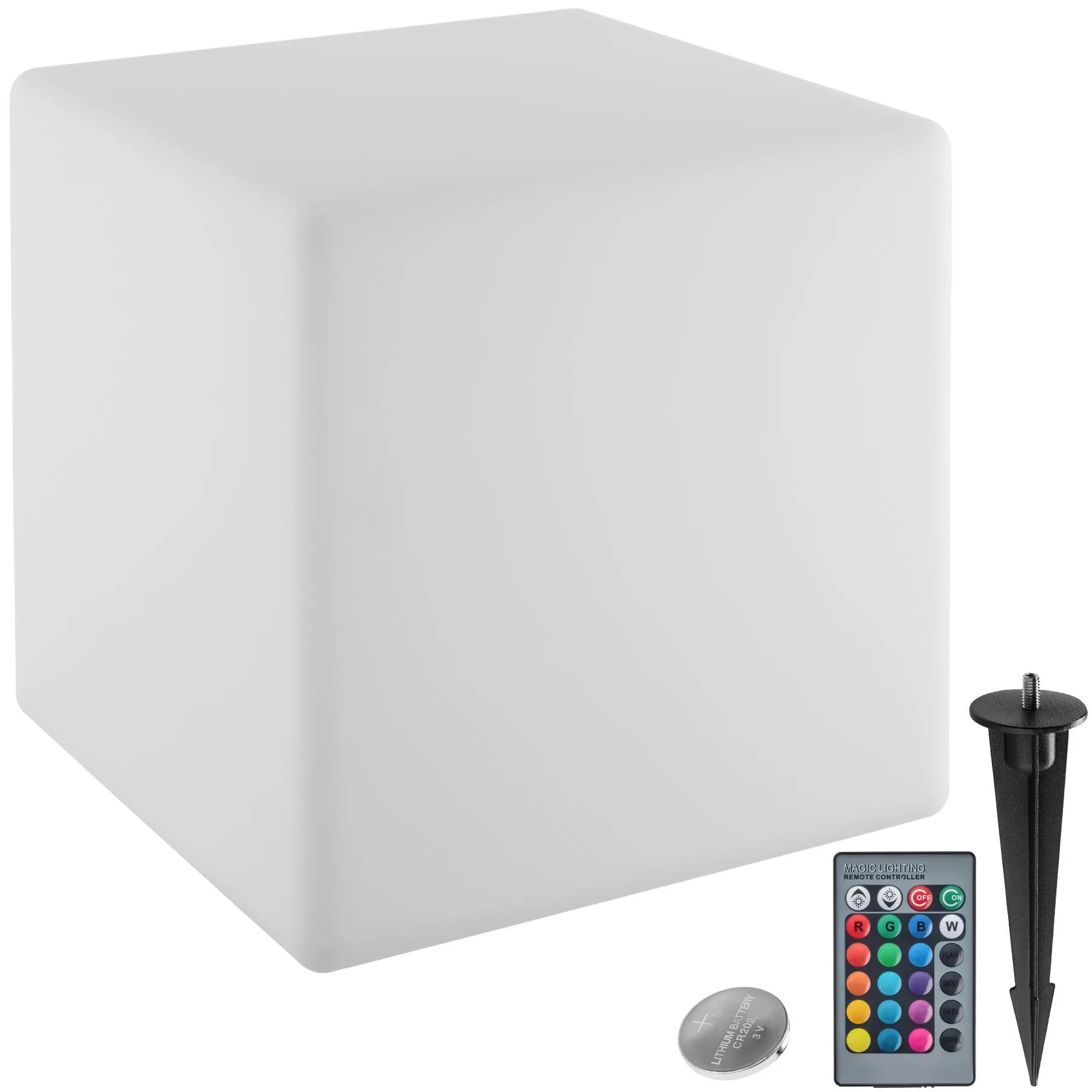 tectake Luminous Cube, load capacity 100 kg, incl. ground spike, white