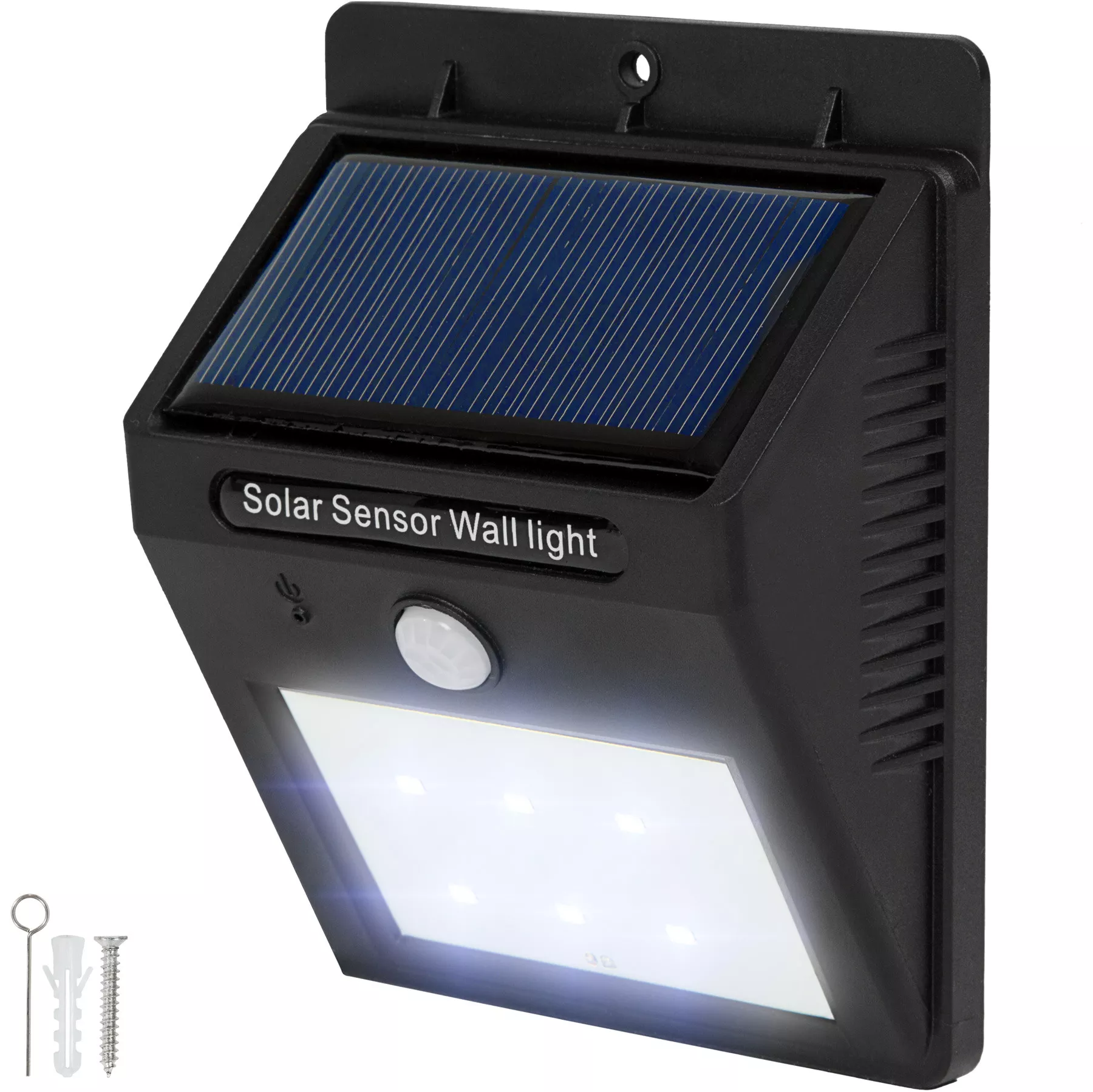 tectake solar lamp with motion detector, 9.7 x 5.1 x 12.4 cm, black
