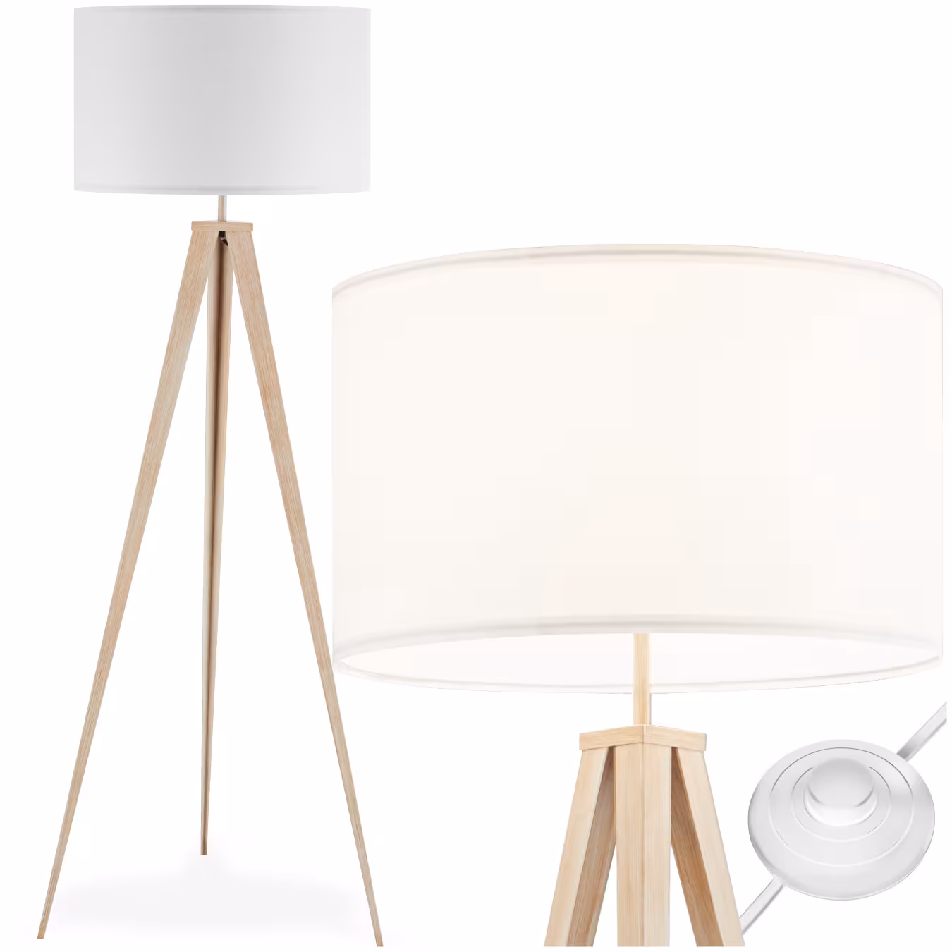 tectake FLOOR LAMP Lunaris, 57 x 57 x 158 cm, oak, Oak color