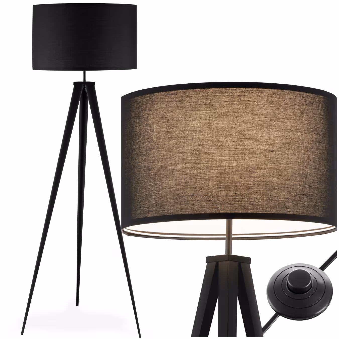 tectake floor lamp Lunaris, 57 x 57 x 158 cm, black, Black