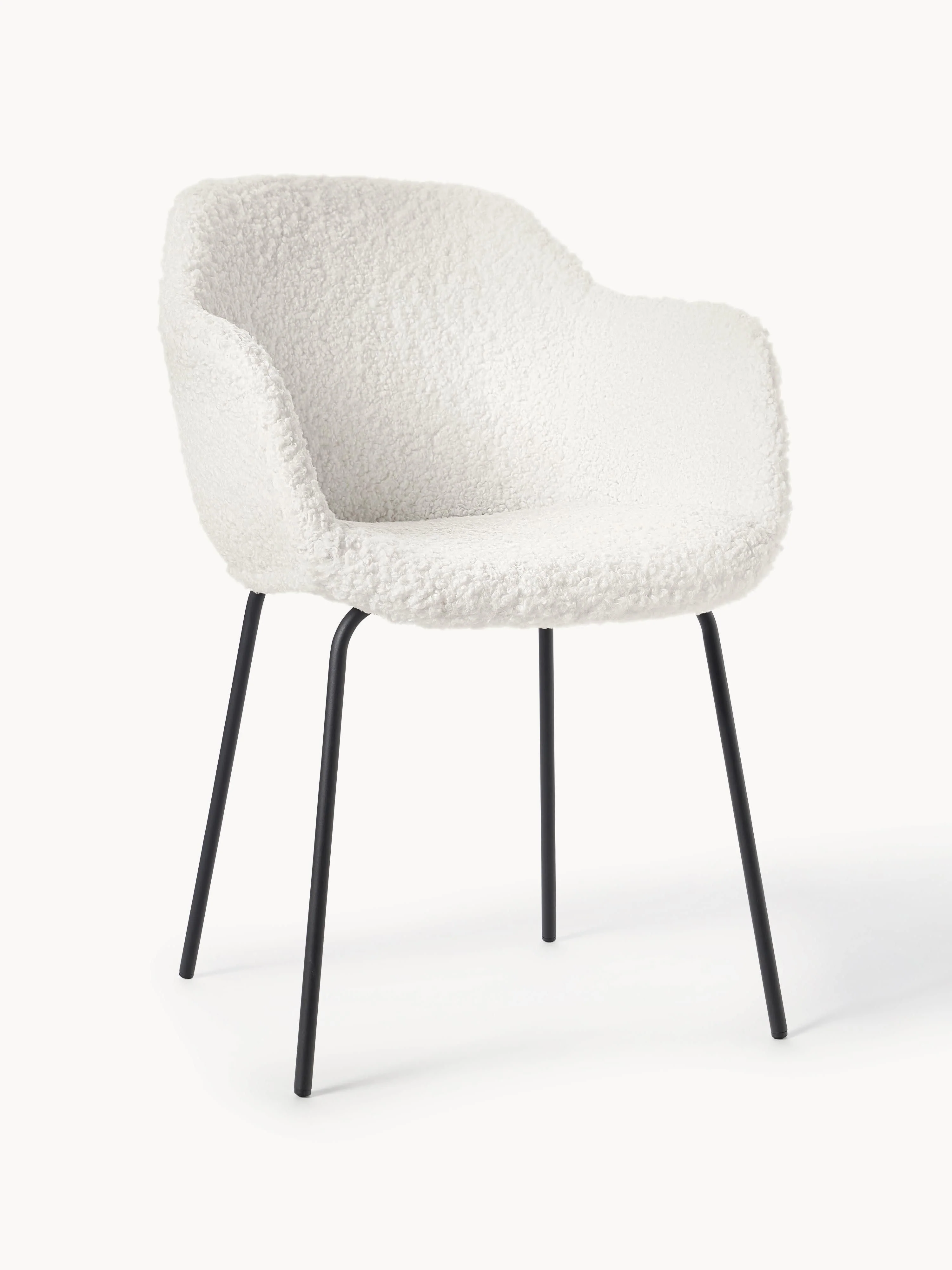 Westwing Collection Teddy armchair Fiji with narrow seat shell, Teddy Cream White, Black