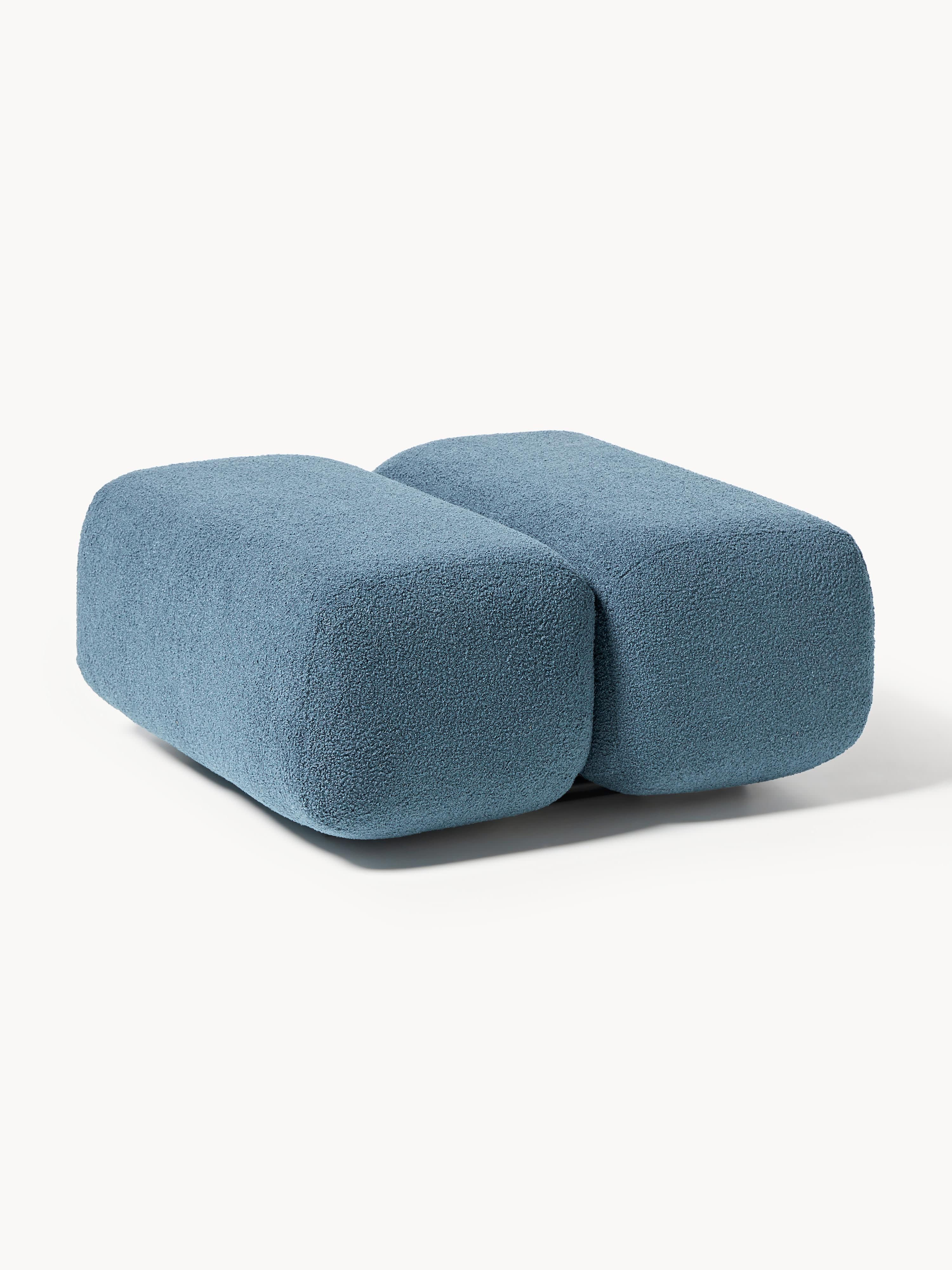 Westwing Collection Teddy cushion stool Caterpillar, Teddy Blue-Grey