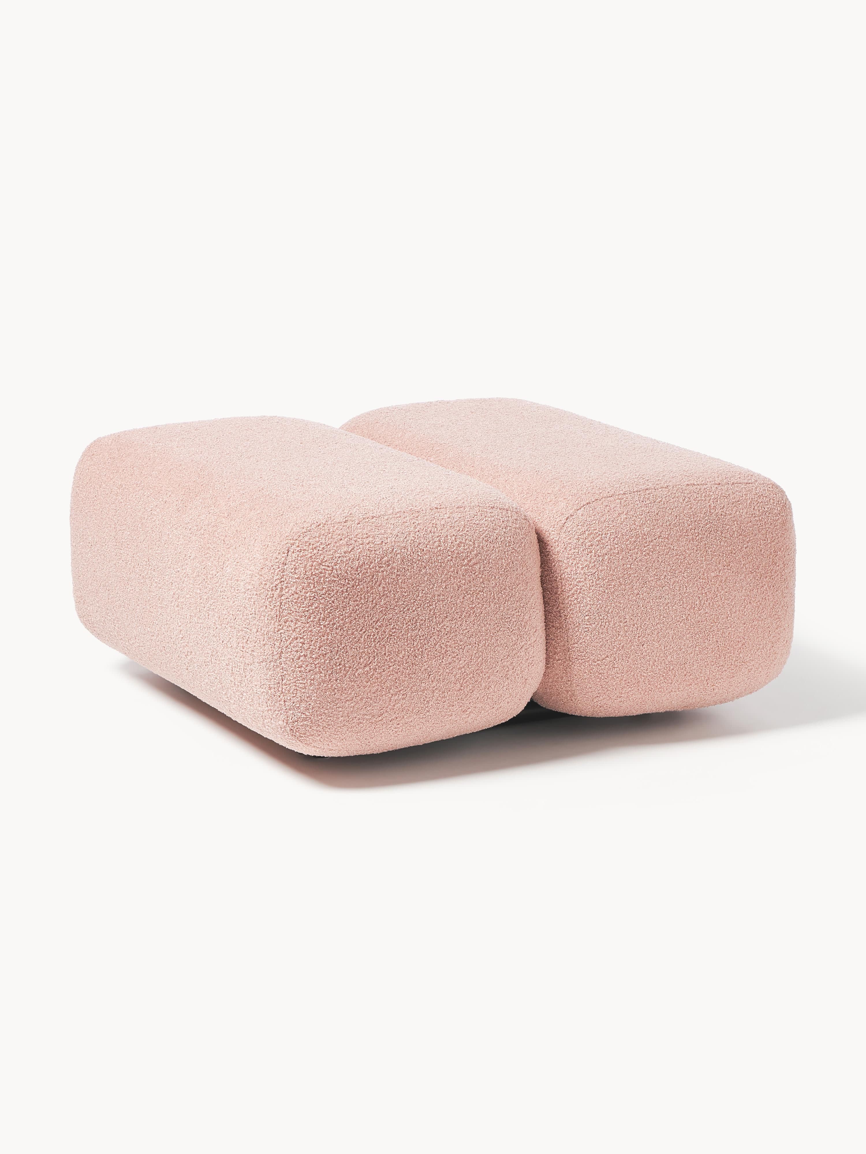 Westwing Collection Teddy cushion stool Caterpillar, Teddy bear, light pink