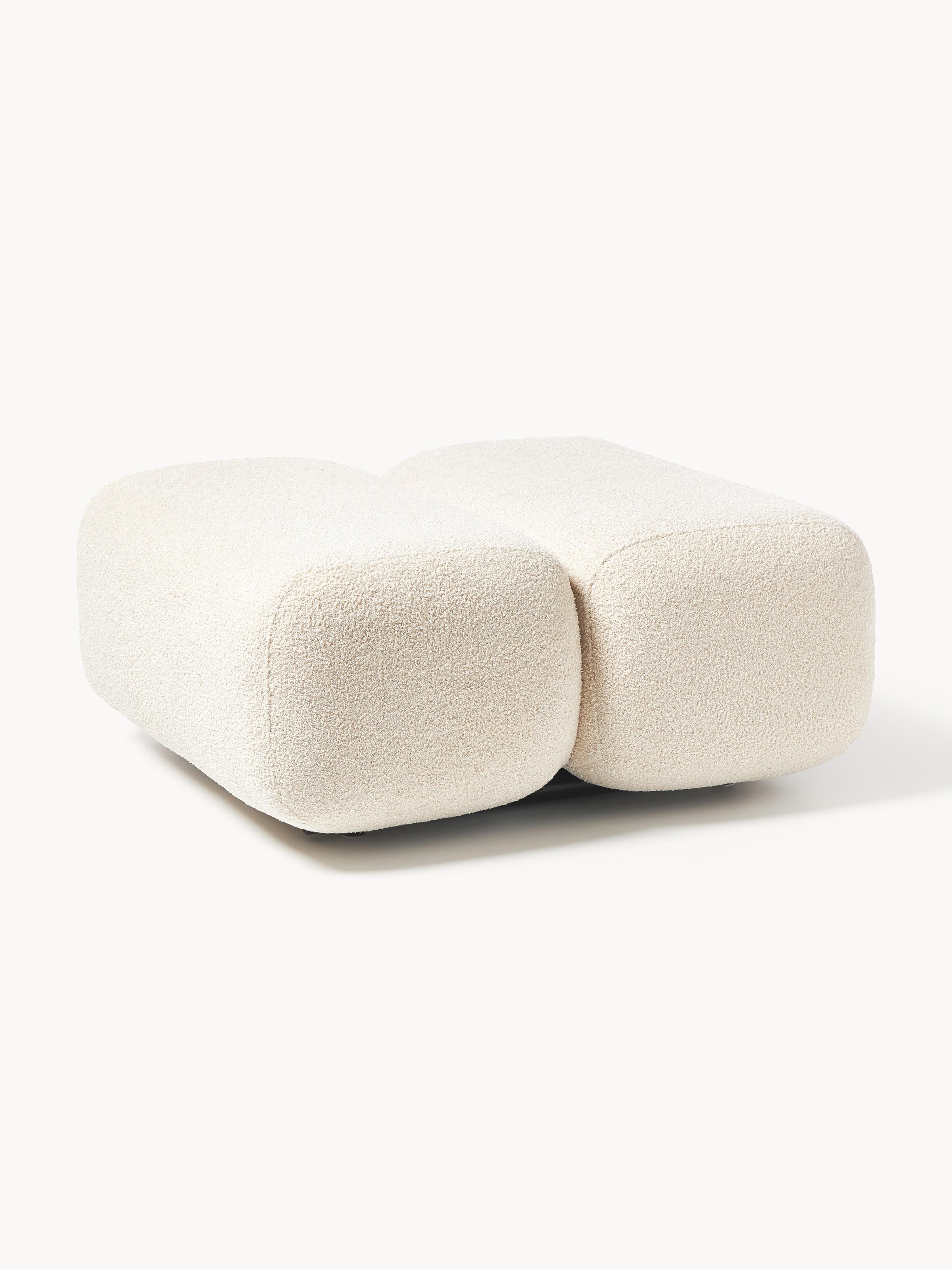 Westwing Collection Teddy cushion stool Caterpillar, Teddy Light Beige