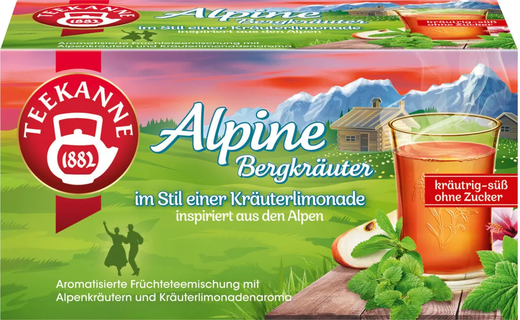 Teekanne Alpine Mountain Herbs with Alpine herbs, 18-pack, 36g
