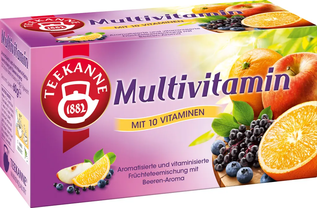 Teekanne Fruit Tea Multivitamin with 10 Vitamins | 20 Tea Bags 60g
