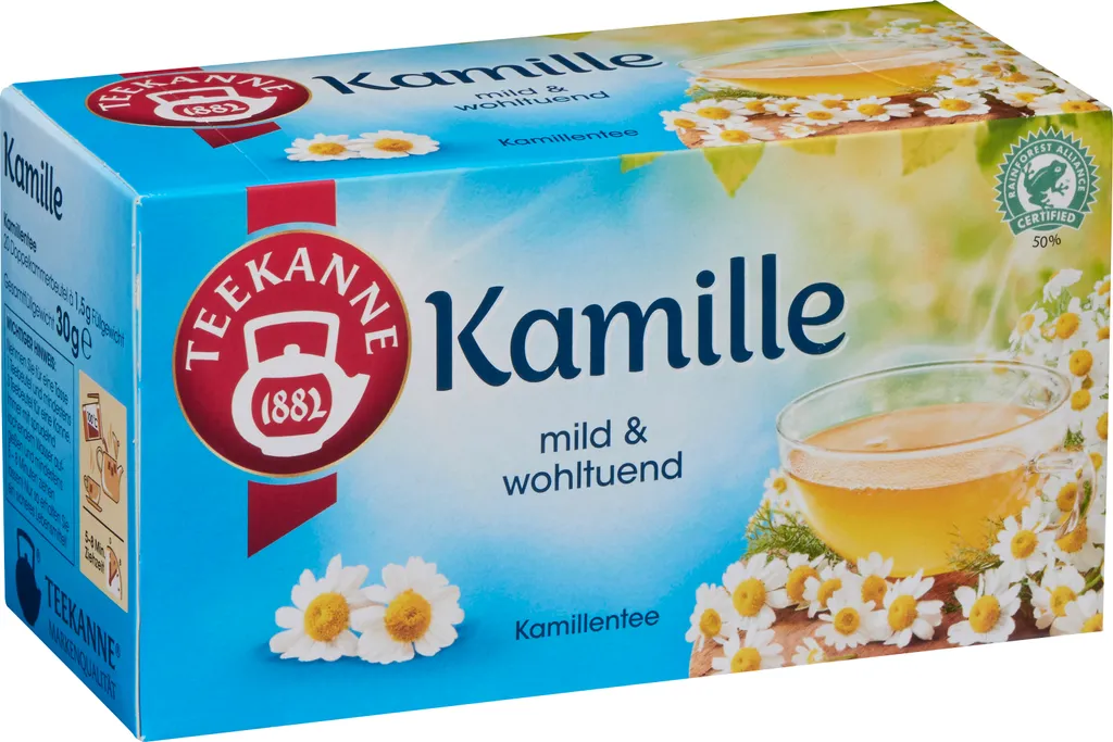 Teekanne Chamomile 20 individually wrapped double chamber tea bags 30g