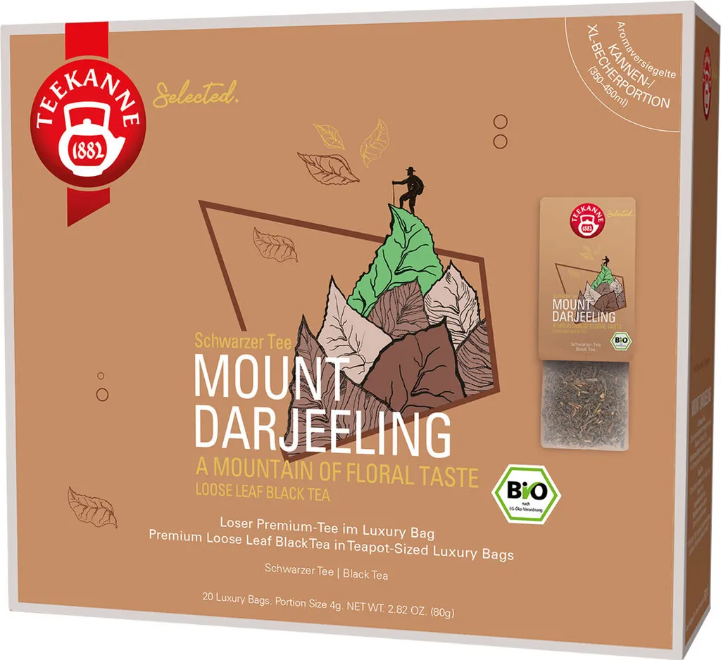 Teekanne Teapot Mount Darjeeling Luxury Bag 20 tea bags 80g