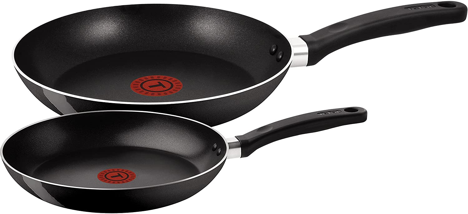 Tefal A1799344 24/28 cm Delight Twin Pack Fry Pans, Black