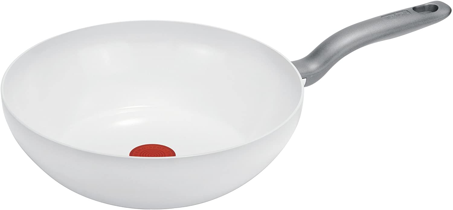 Tefal CeramicControl C90819 Wok - 28 cm - Suitable for Induction Hobs - White