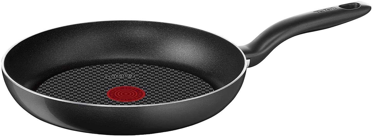 Tefal Hard Titanium d47206 Multi-Purpose Round Frying Pan, Round Pan, Universal Feed Pan, Black, Titanium, 175°C, Thermo-Spot
