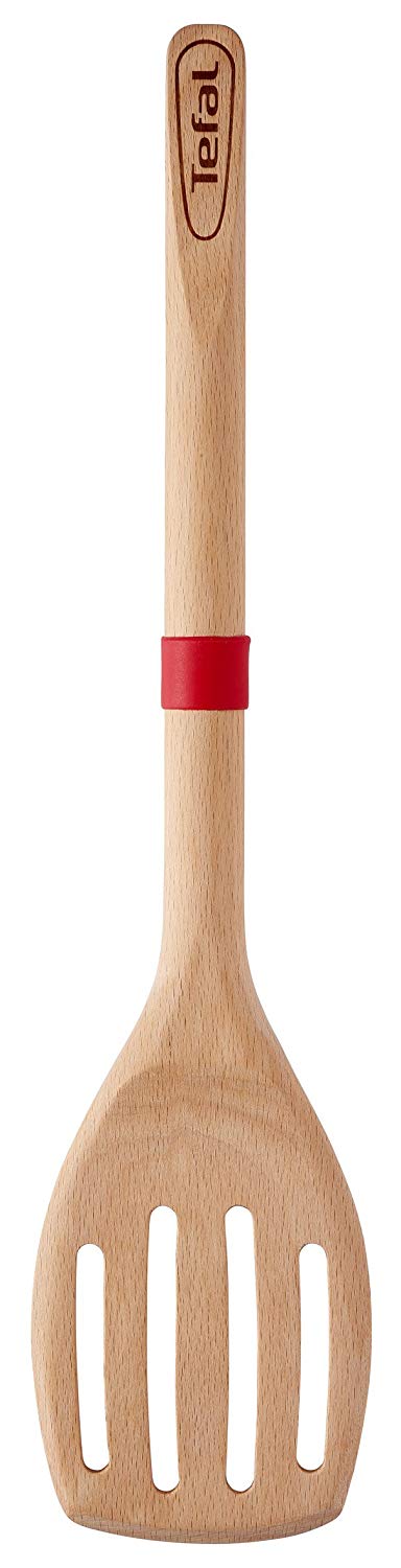 Tefal Ingenio K23033 Brown Wooden Slotted Spatula,