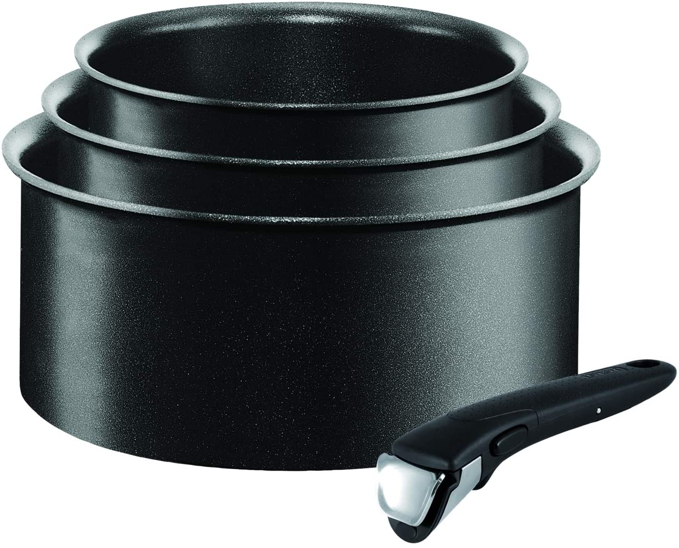 Tefal Ingenio Non-stick Induction Saucepan Set, 4 Pieces - Black