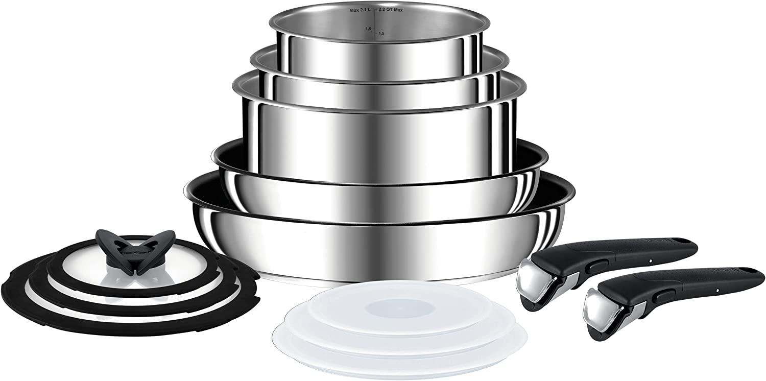 Tefal Ingenio Saucepan Set, Stainless Steel, 39 x 39 x 28 cm
