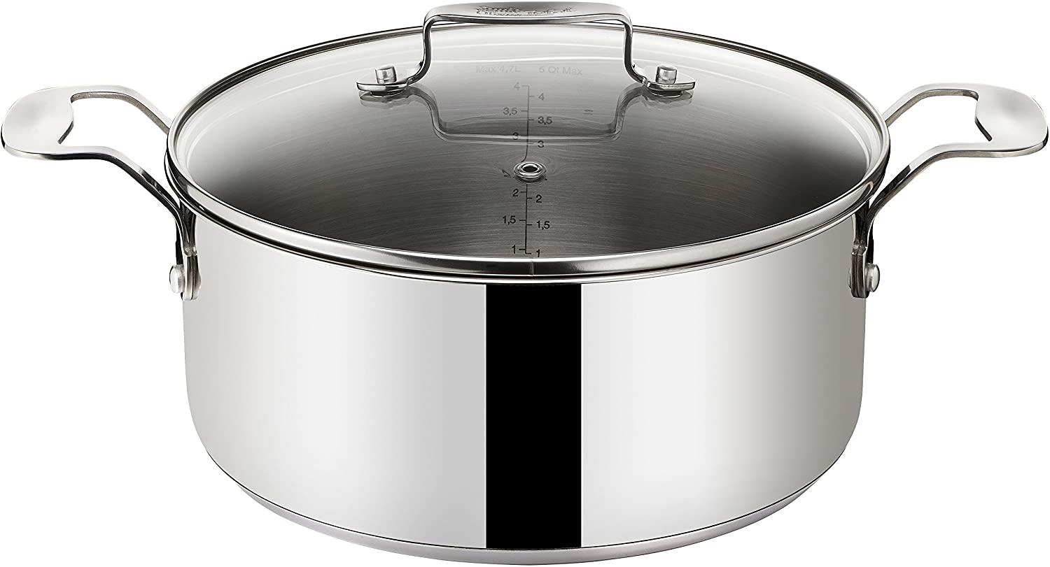 Tefal Jamie Oliver Induction Pot, Stainless Steel, E79144 , 32.5 x 21.1 x 15.4 cm