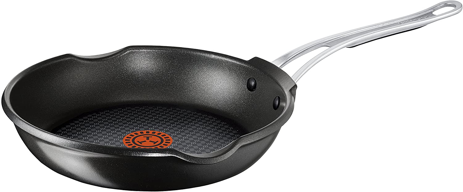 Tefal by Jamie Oliver Premium Cast Aluminium Pan E21104 | 24 cm | Tefal Titanium Pro Non-Stick Coating | Thermo-Spot Temperature Indicator | Pouring Aid | Low-Fat Frying | Suitable for Induction Cookers