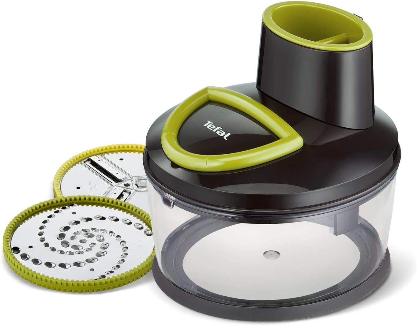 Tefal K13901 Ingenio 5 Second Vegetable Slicer without Electricity, Capacity: 1.2 litres, with 2 stainless steel discs for cutting / grating / slicing, vegetable slicer; cheese slicer; potato slicer, black / green.
