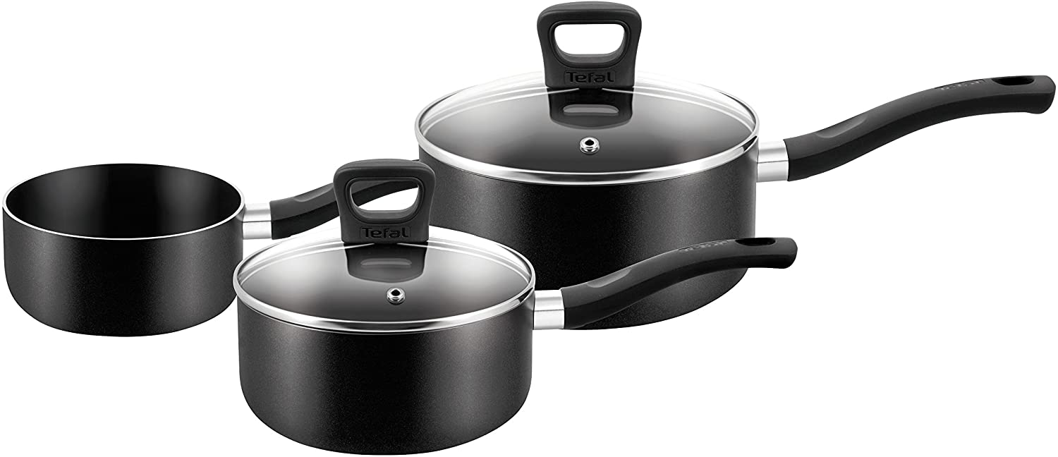 Tefal Signature 3-Piece Set (Milk Pan - 14 cm, Saucepan with Glass Lids - 16 cm / 18 cm)