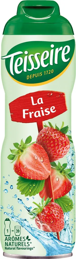 Teisseire Strawberry Drink Syrup 600ml - Intense Flavor (1 Pack) 600 ml