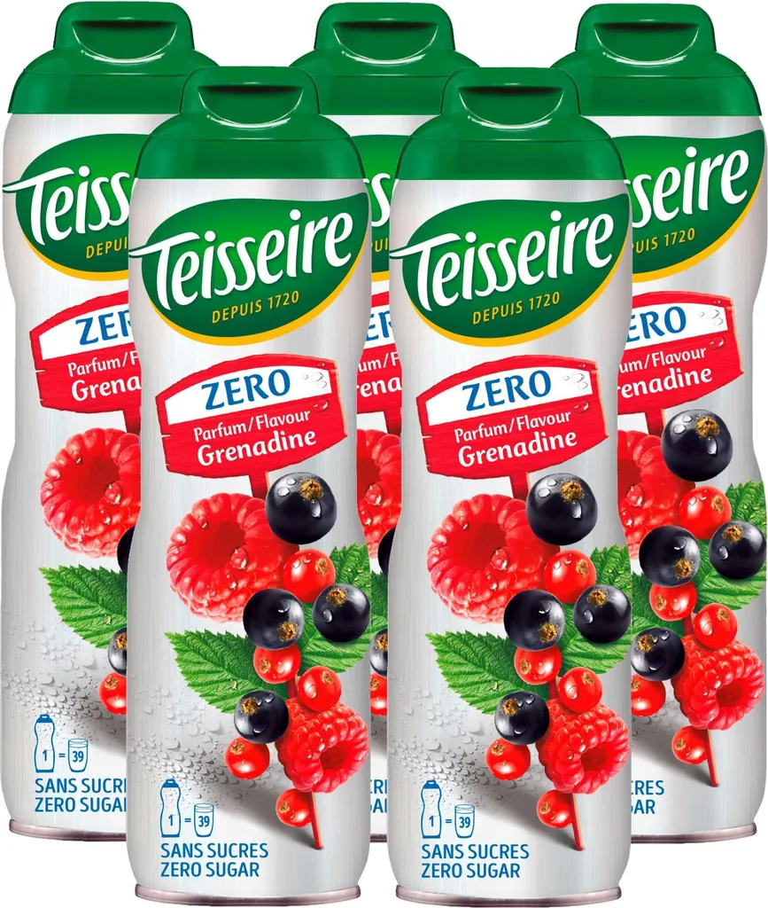 Teisseire Drink Syrup Grenadine 0% - 600ml (pack of 5)