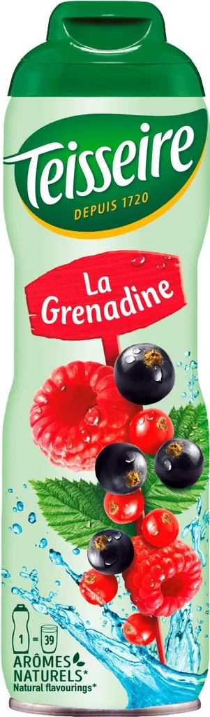 Teisseire Grenadine Drinks Syrup 600ml - Intense Flavor (1 Pack)