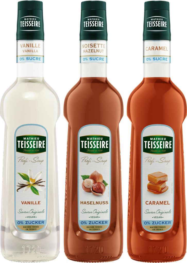 Teisseire Light Drink Syrup Set Vanilla, Hazelnut & Caramel 700ml each 700 ml