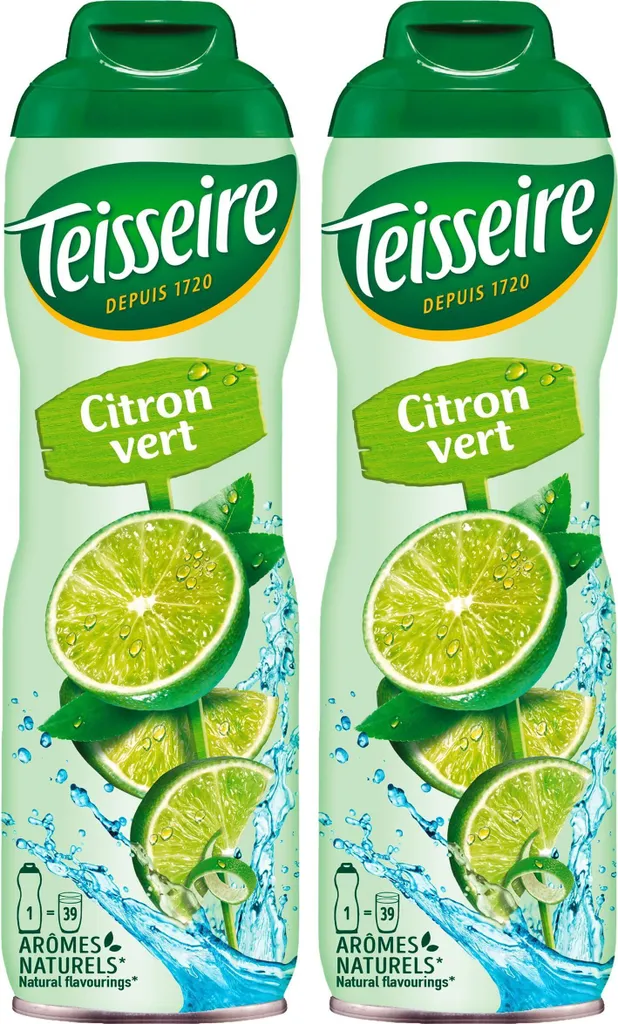 Teisseire Lime Drinks Syrup 600ml - Intense Flavor (2 Pack)