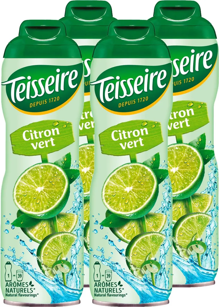 Teisseire Lime Drinks Syrup 600ml - Intense Flavor (4 Pack)