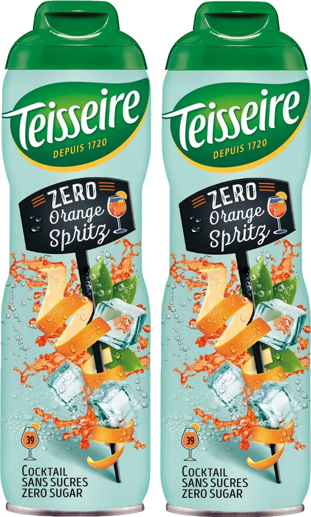 Teisseire Drink Syrup Orange Spritz 0% 600ml - Cocktails (Pack of 2)