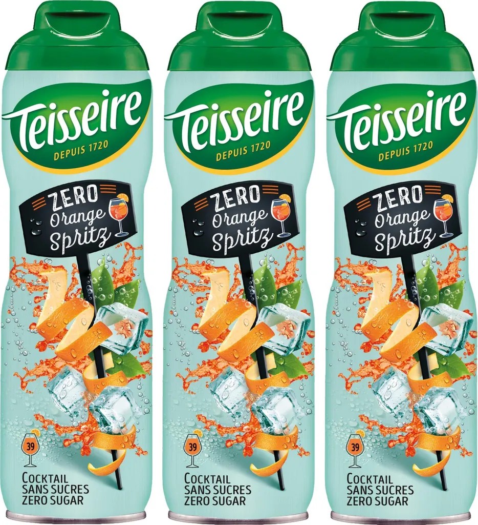 Teisseire Drink Syrup Orange Spritz 0% 600ml - Cocktails (Pack of 3)