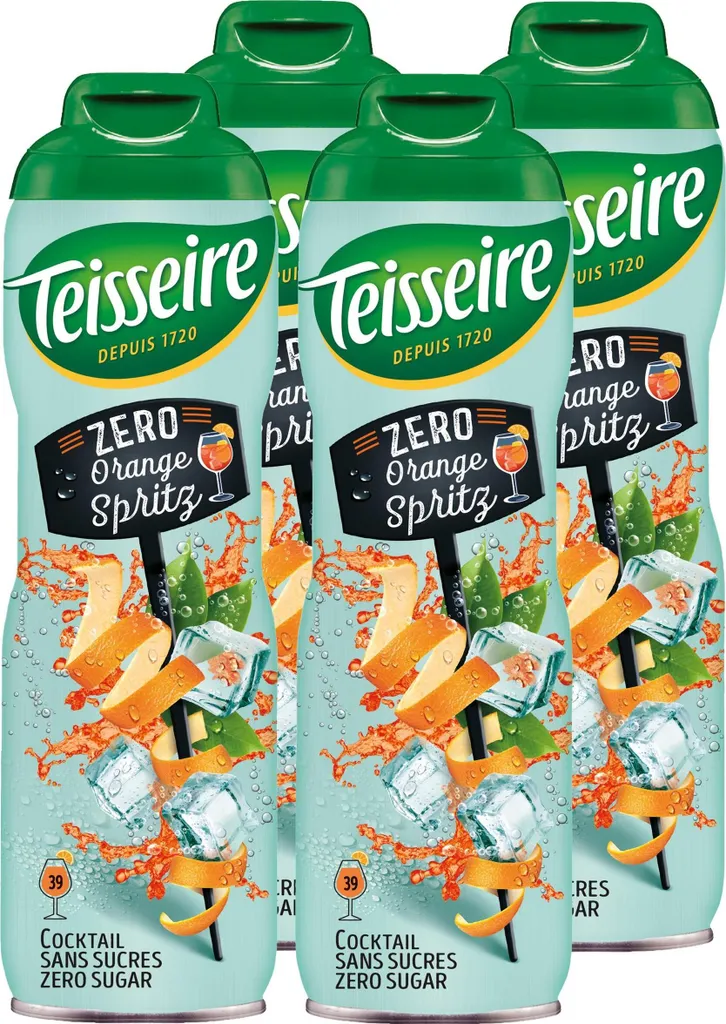 Teisseire Drink Syrup Orange Spritz 0% 600ml - Cocktails (Pack of 4)