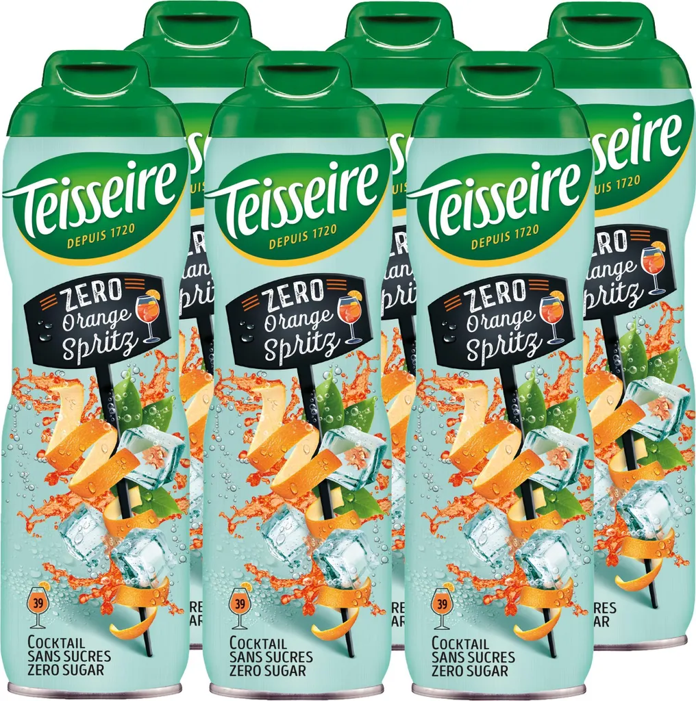 Teisseire Drink Syrup Orange Spritz 0% 600ml - Cocktails (Pack of 6)