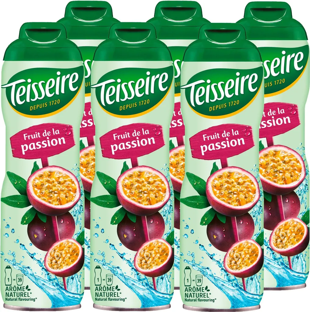 Teisseire Passion Fruit Drink Syrup 600ml - Intense Flavor (6 Pack)