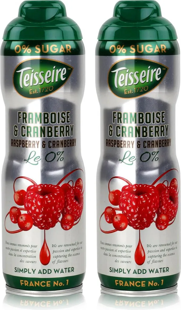 Teisseire Beverage Syrup Raspberry & Cranberry 0% - 600ml (pack of 2)