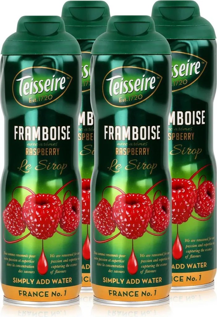 Teisseire Beverage Syrup Raspberry/Raspberry 600ml - Intens. Flavor (pack of 4)