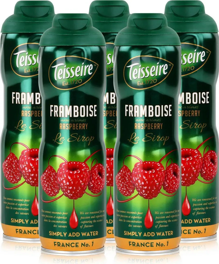 Teisseire Raspberry Beverage Syrup 600ml - Intense Flavor (5-pack)
